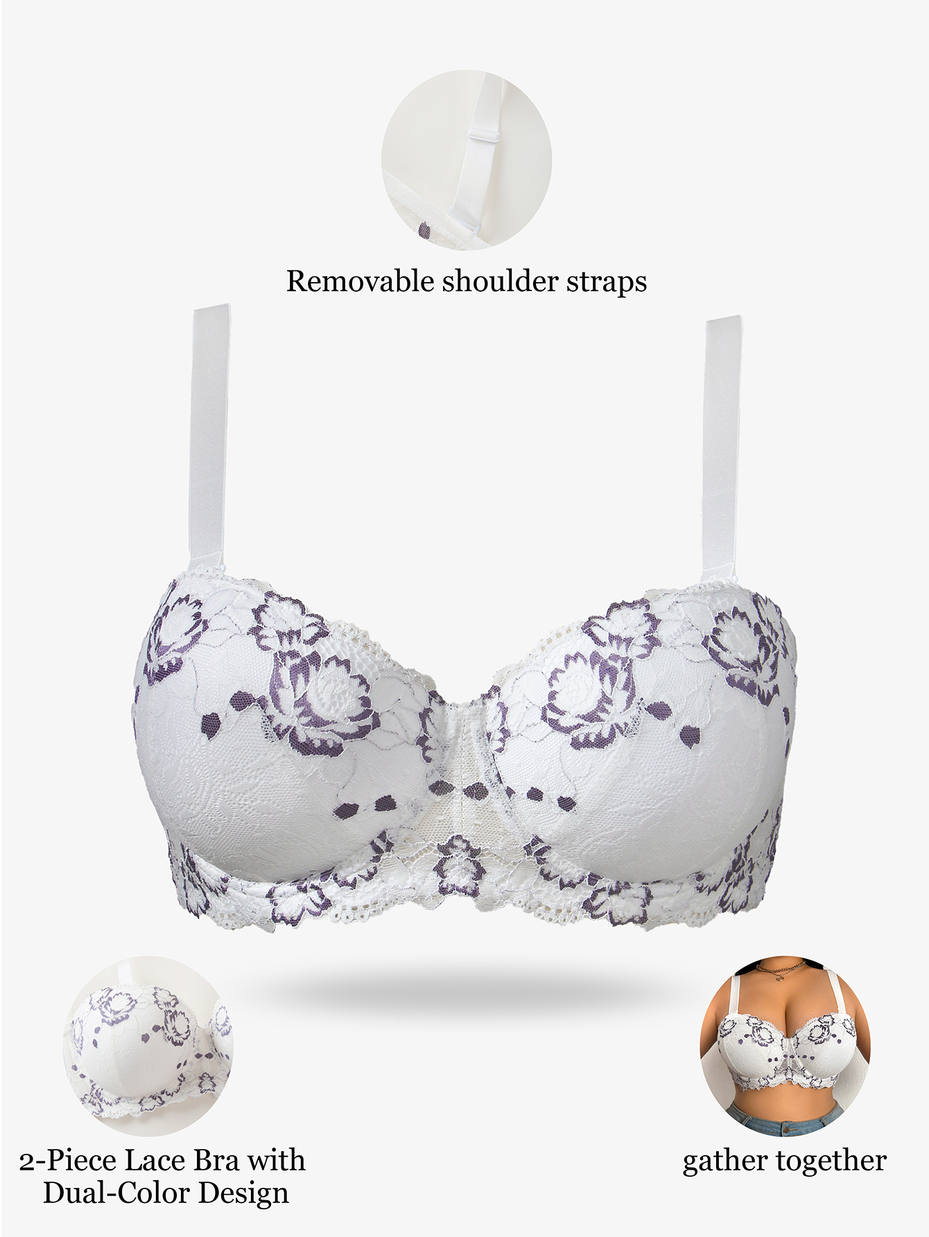 Plus Size Lace & Embroidery Wo - Minimizer Bra Women recensione e prezzo