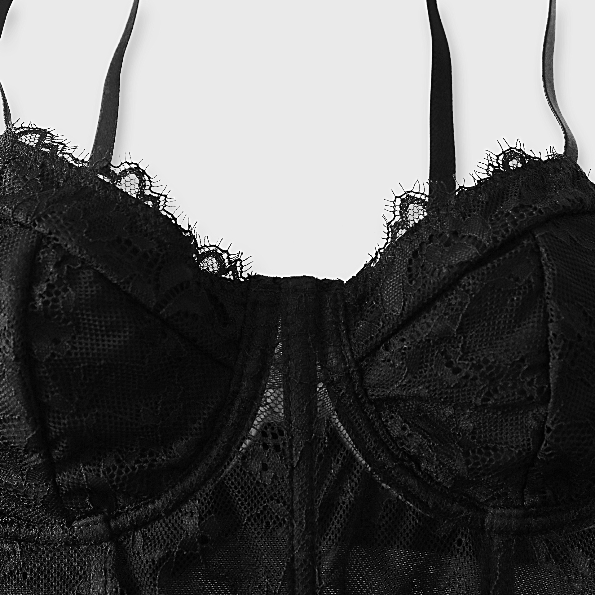 Sexy Black Semi Transparent Br - Sheer Mesh Bra recensione e prezzo