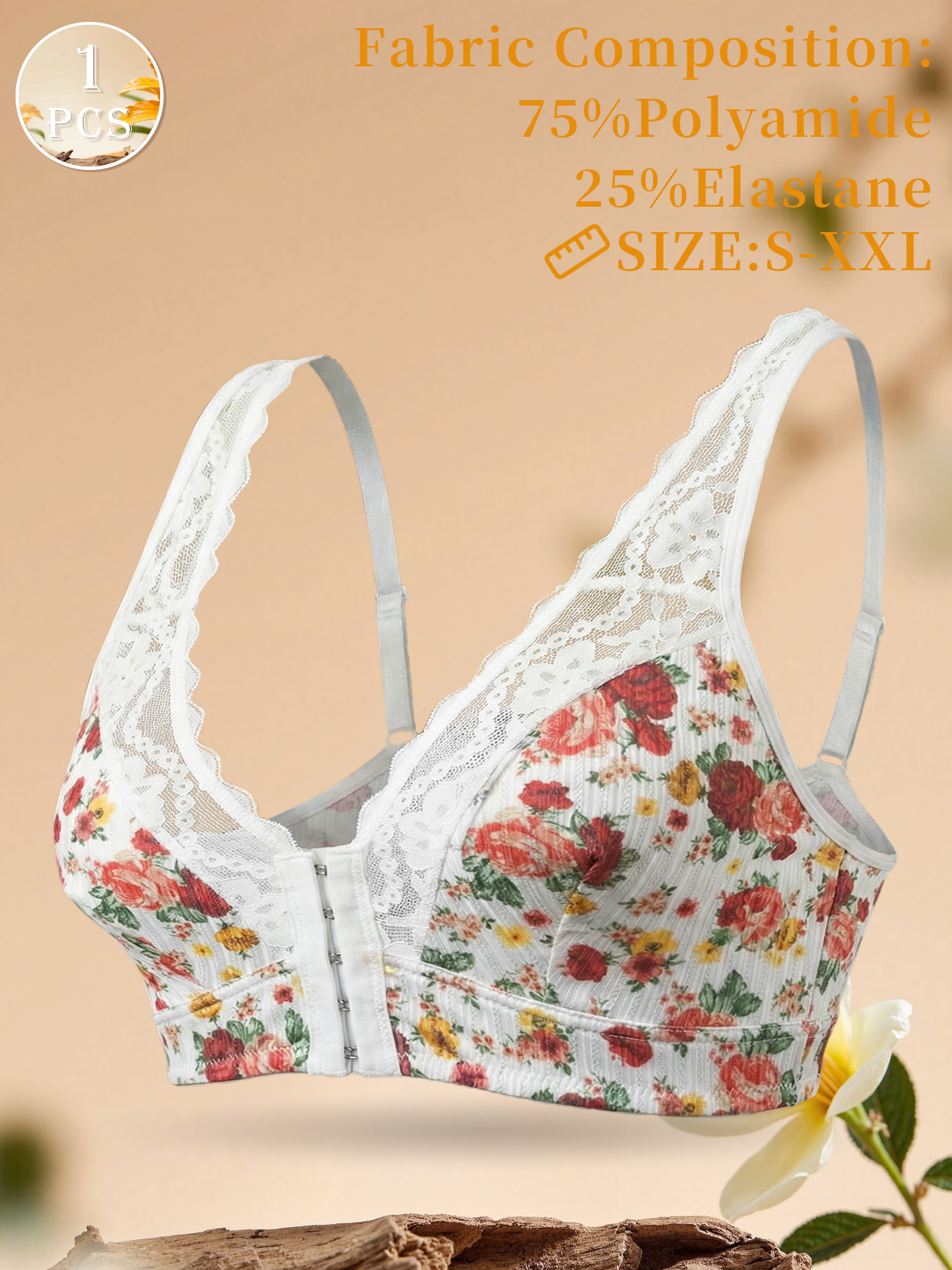 1pc Women's Floral Print Wirel - Wirefree Bra Comfort recensione e prezzo