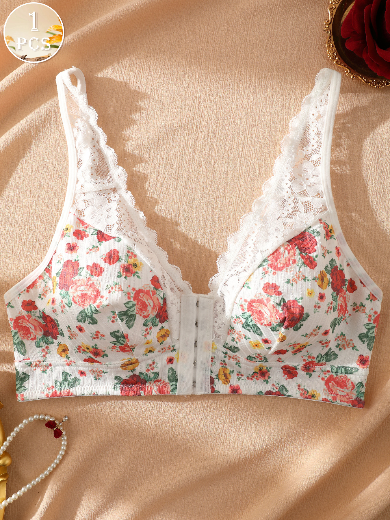 1pc Women's Floral Print Wirel - Wirefree Bra Comfort recensione e prezzo