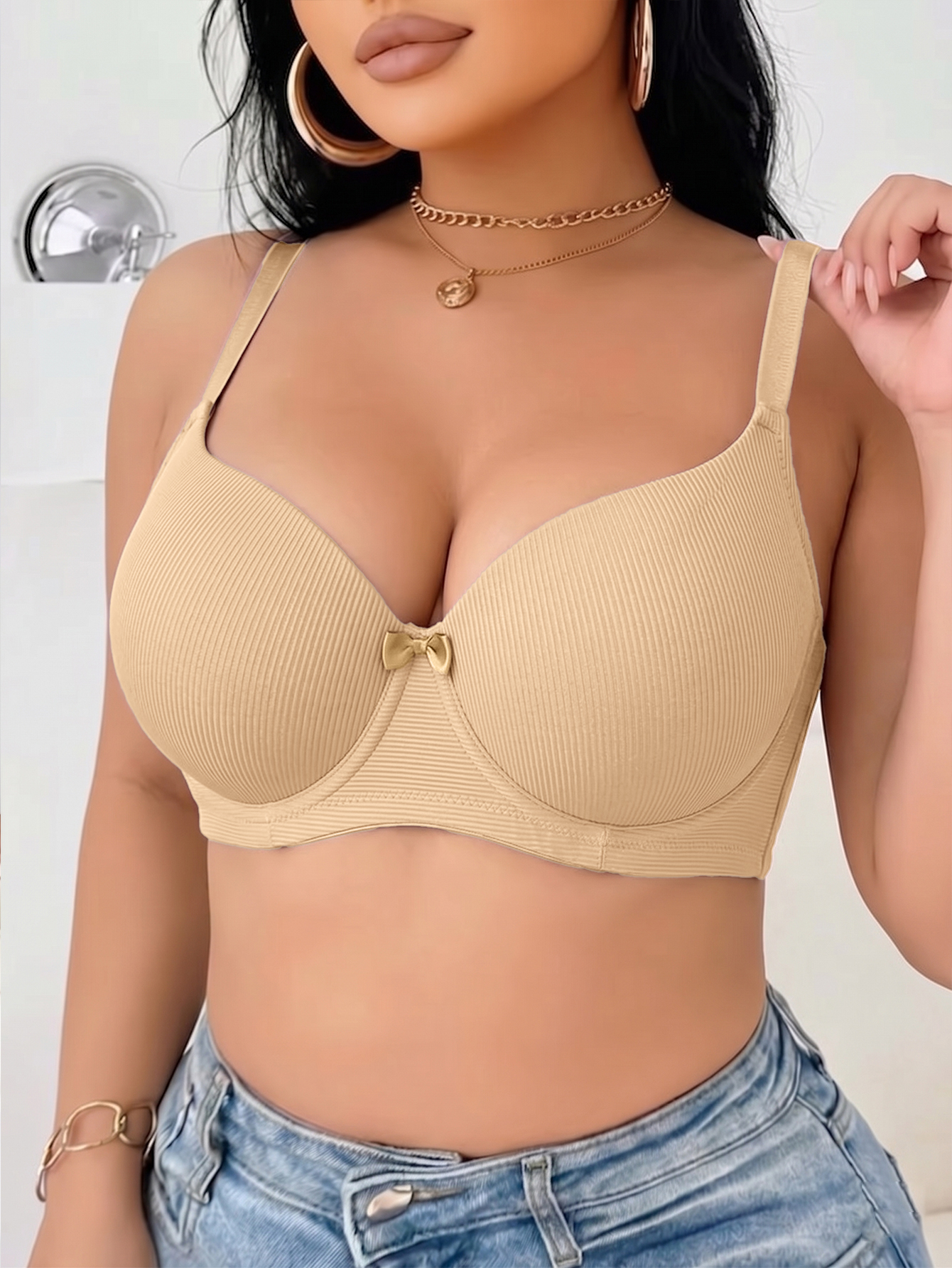 Plus Size Ribbed Women Bra Thi - Minimizer Bra Women recensione e prezzo