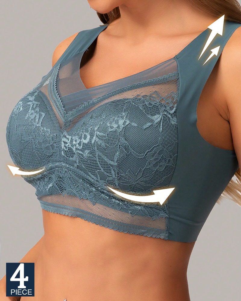 4Pcs Plus Size Women Seamless  - Lace Bralette Set recensione e prezzo